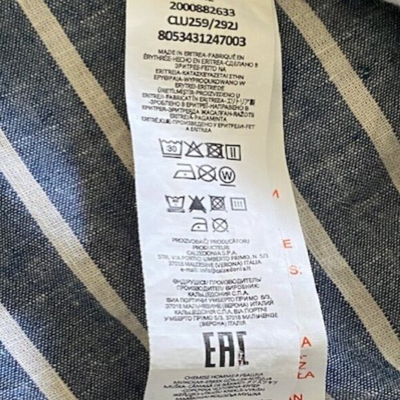 INTIMISSIMI Uomo Blue Striped Linen/Cotton Button Up Shirt XL - Picture 10 of 15